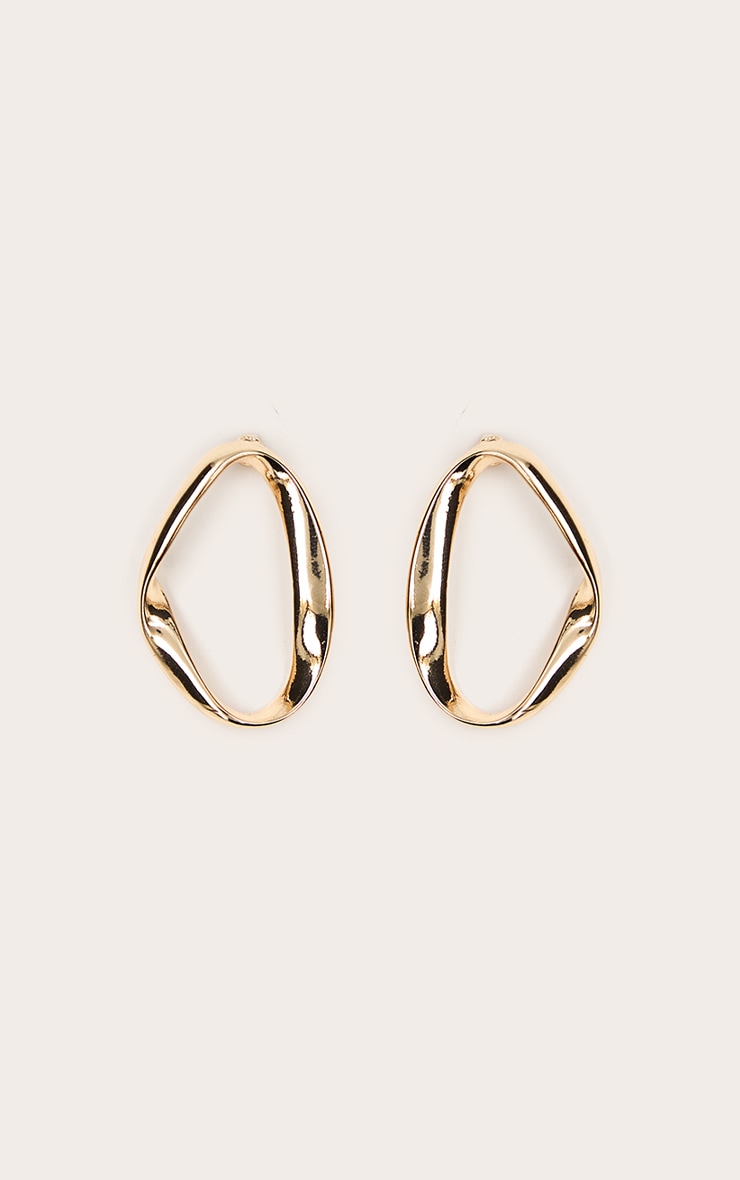 Gold Twisted Abstract Stud Earrings image 2