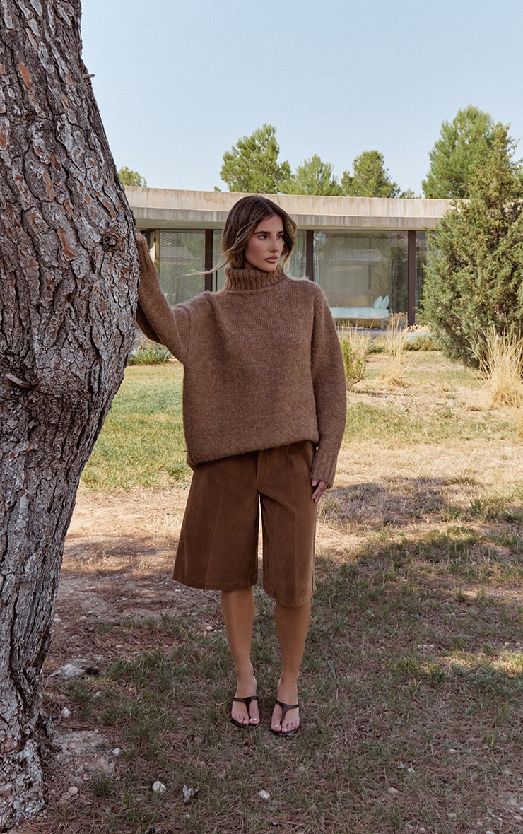 Camel Roll Neck Balloon Sleeve Oversized Jumper image 4