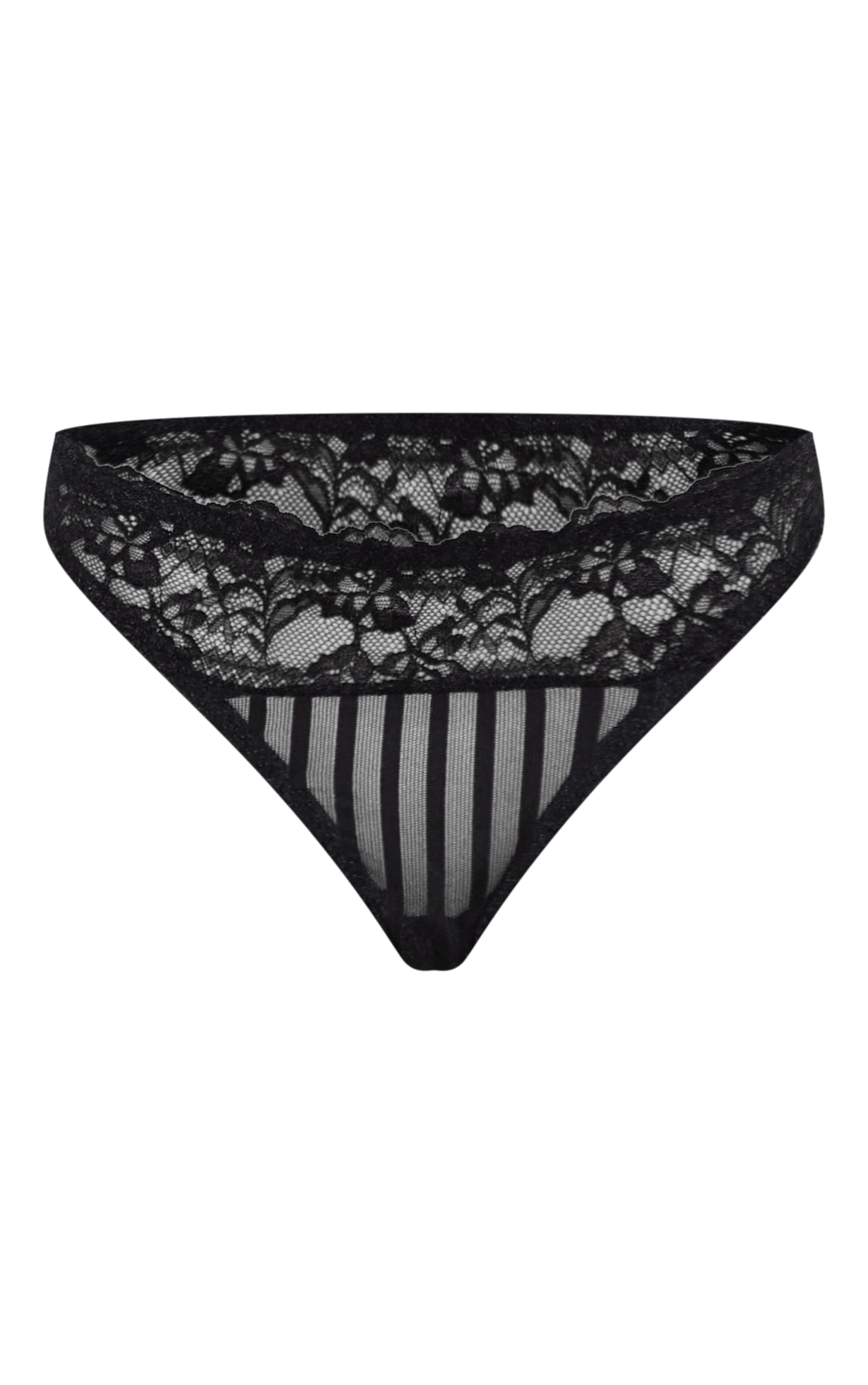 Black Mesh Stripe Thong image 5