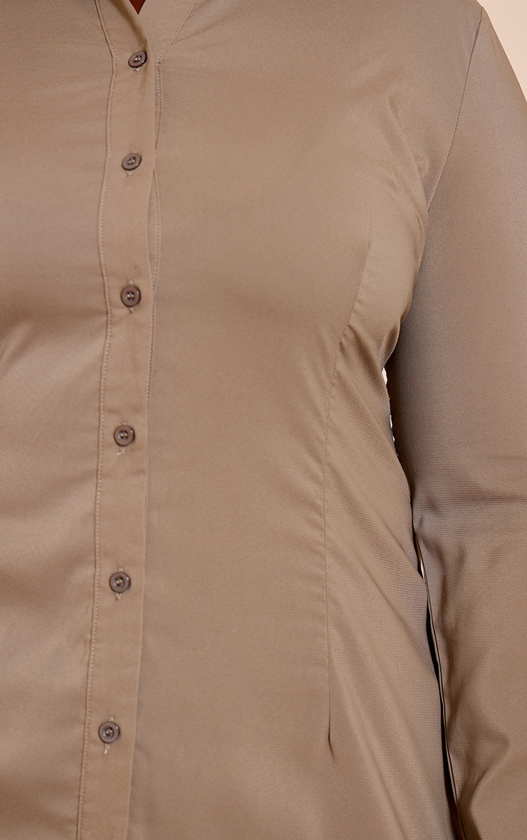 Plus Brown Chiffon Fitted Shirt image 4