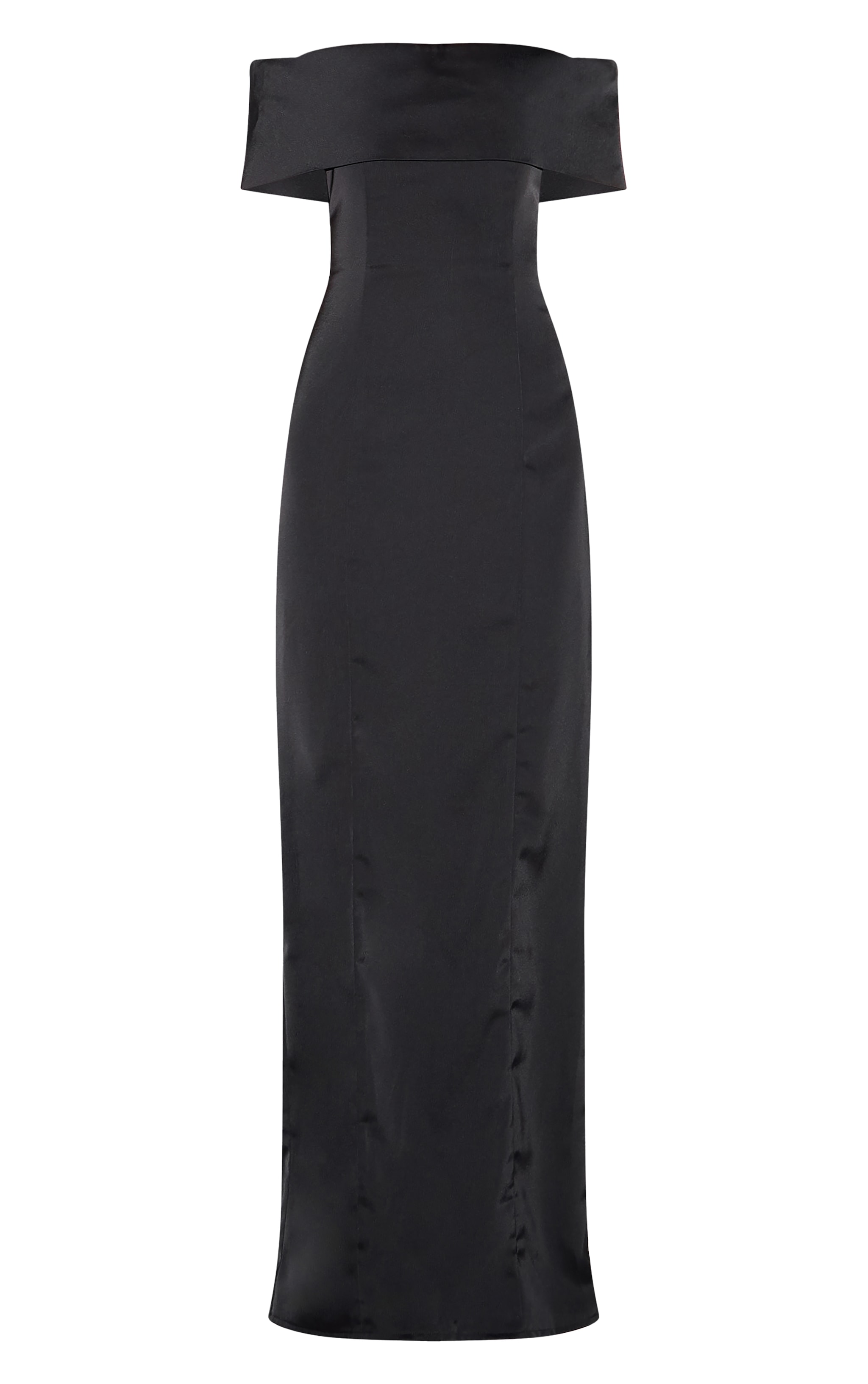 Black Bridesmaid Bardot Fold Over Sleeveless Maxi Dress image 5