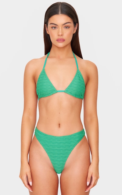 Haut de maillot de bain triangle texturé vert