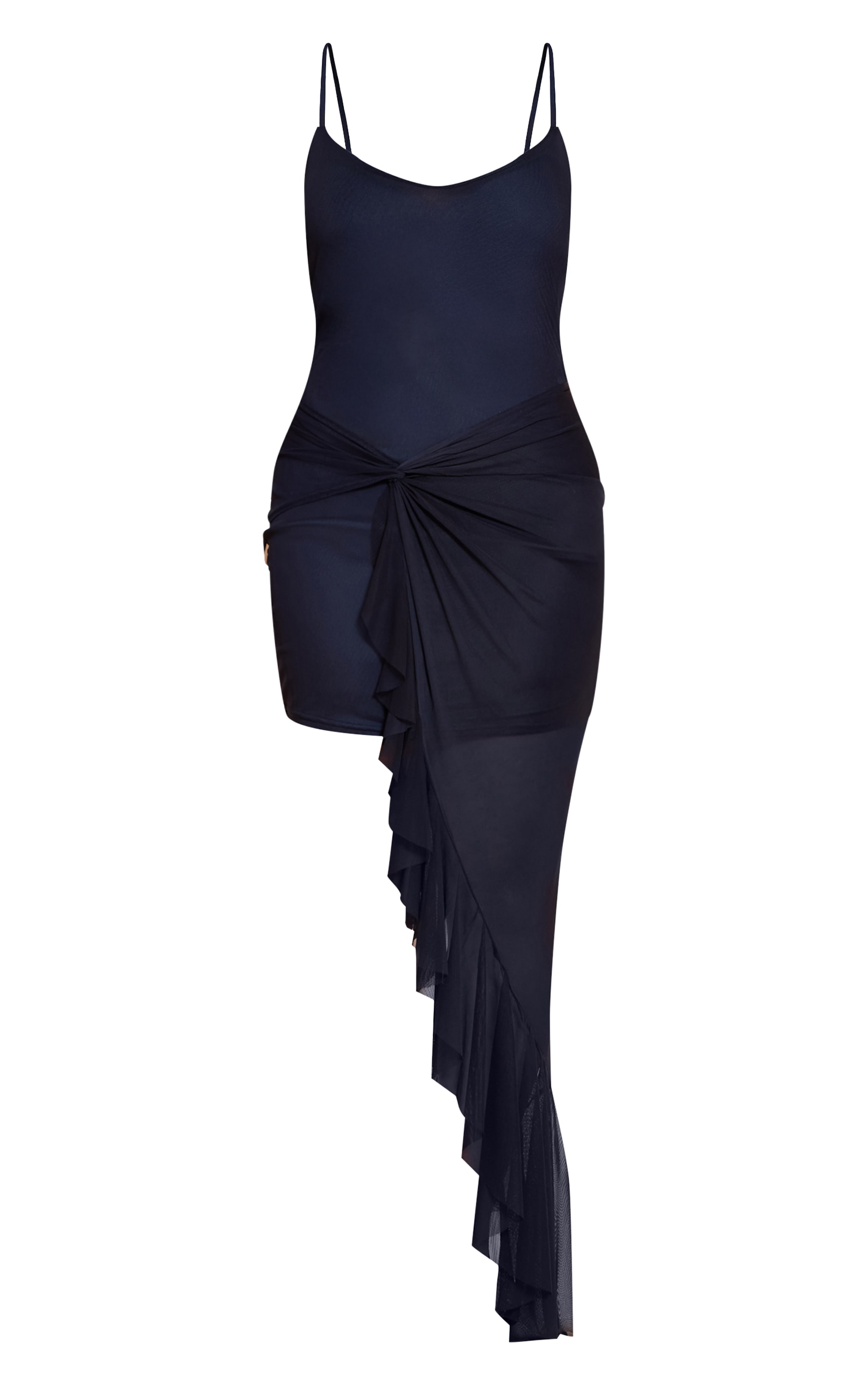 Shape Navy Twist Front Asymetrical Hem Maxi Dress image 5