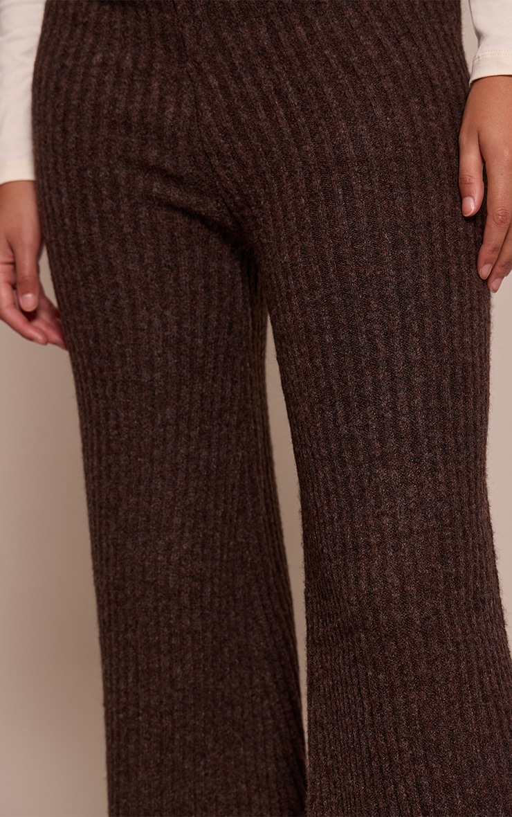 Tall Chocolate Luxe Rib Knit Wide Leg Pants image 4