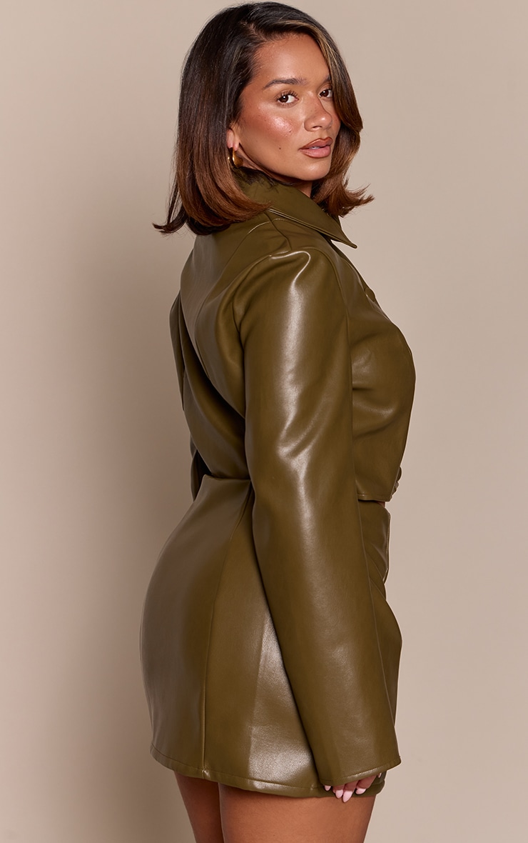 Shape Green Mid Rise Faux Leather Mini Skirt image 3