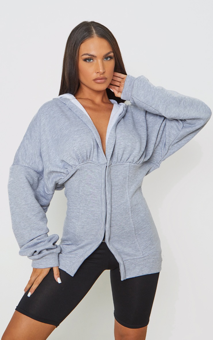 Grey Boned Corset Hoodie