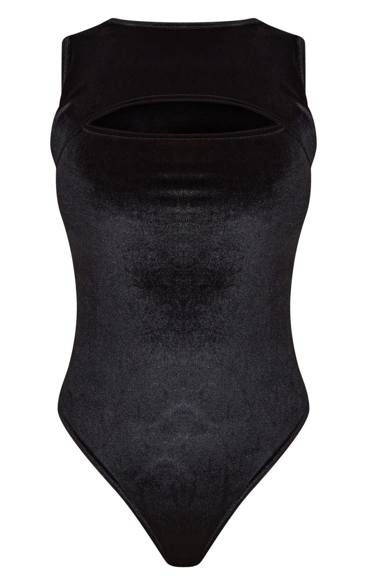 Shape Black Velvet High Neck Bodysuit | Shape