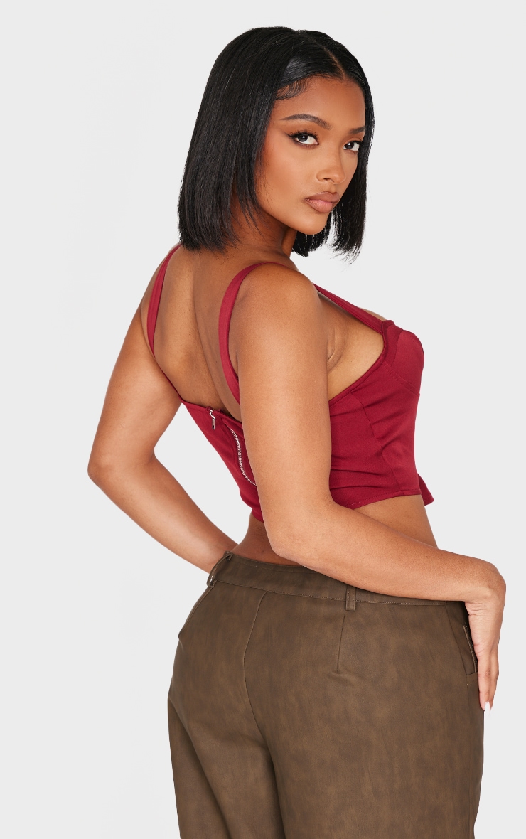 Shape Burgundy Woven Corset Crop Top image 2