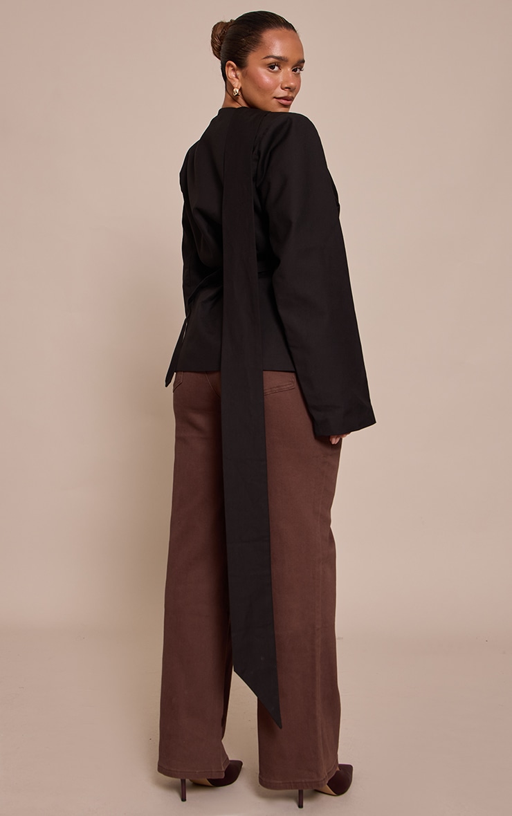 Shape Black Scarf Detail Fitted Blazer image 2