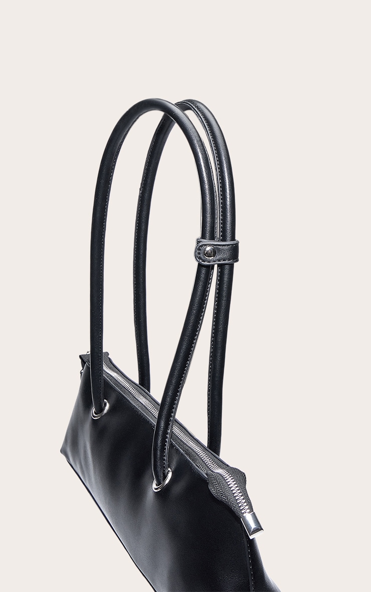 Black Elongated Handle Shoulder Bag image 4