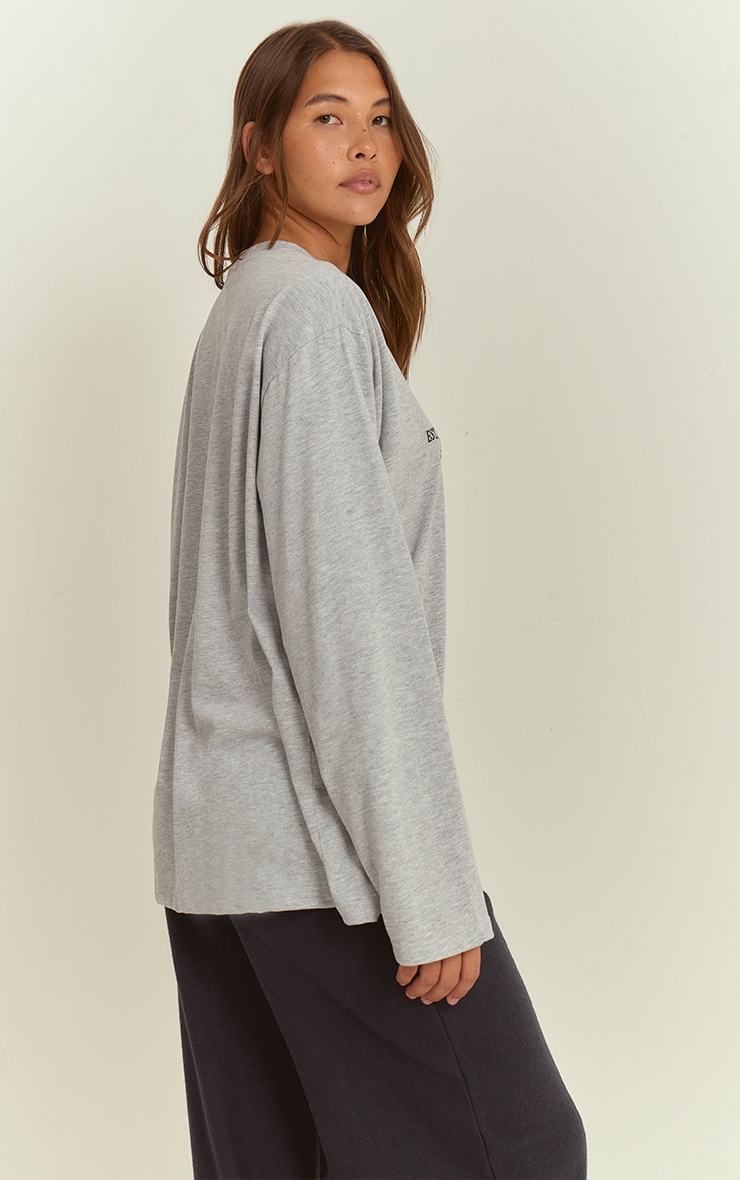Grey Marl Sport Society Cotton Oversized T Shirt  image 2