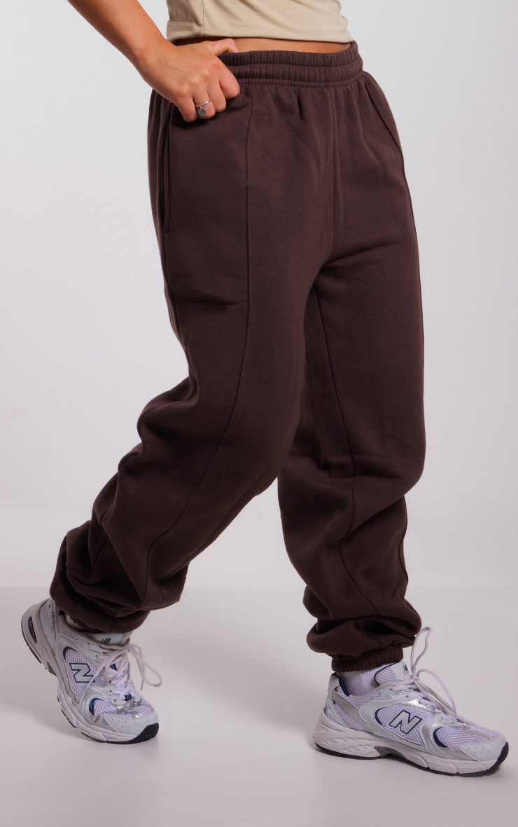 Chocolate Pintuck Detail Oversized Joggers image 2