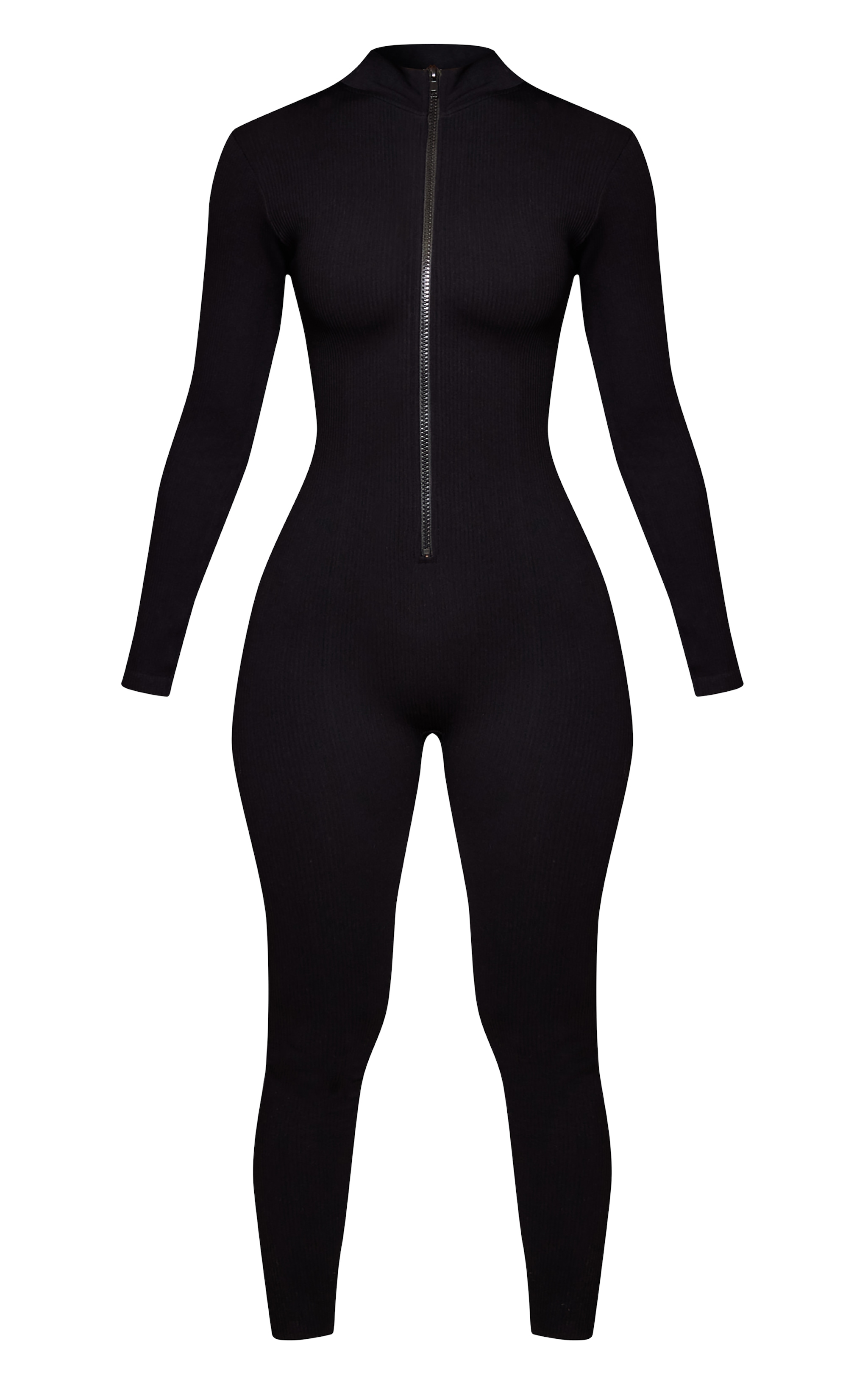 Petite Black Structured Ribbed Jumpsuit