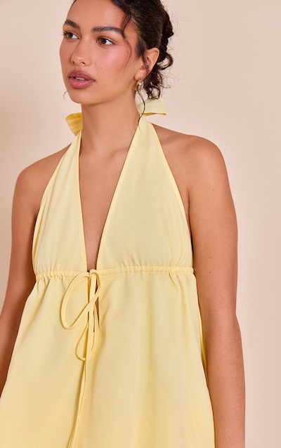 Lemon Woven Tie Back Halter Top