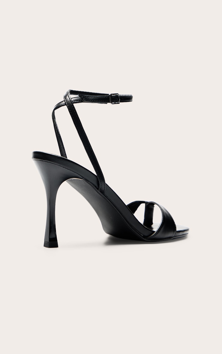 Black PU Toe Post Heeled Sandal image 4