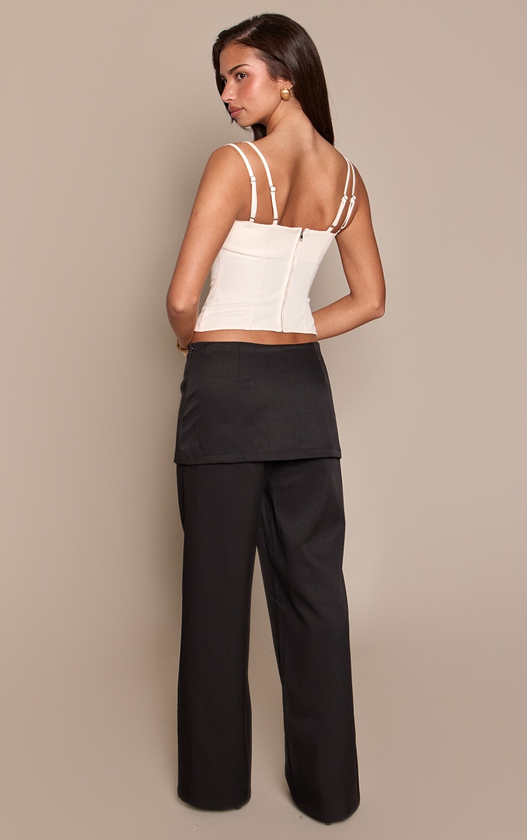 Black Overlay Detail Wide Leg Trousers image 3