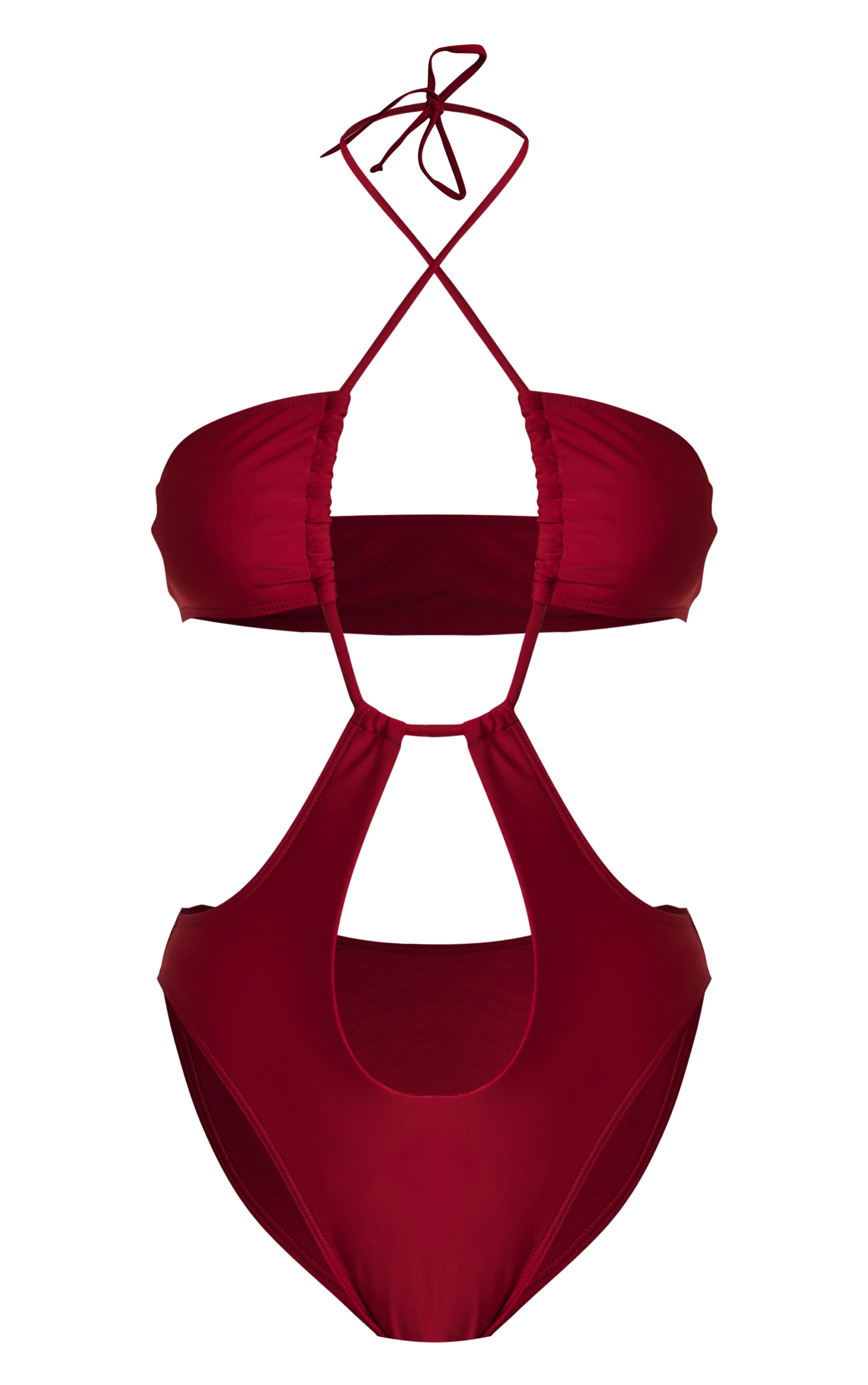 Berry Red Cut Out Swimsuit image 5