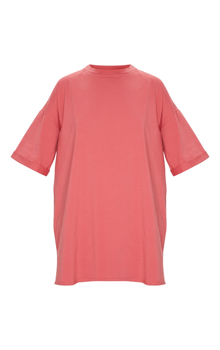 Washed Red Boyfriend T Shirt Dress PrettyLittleThing