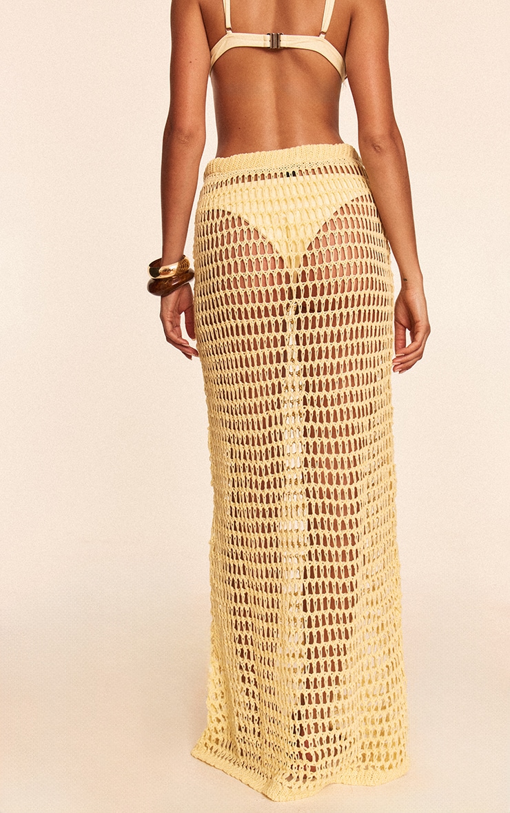 Butter Yellow Crochet Beach Maxi Skirt image 3
