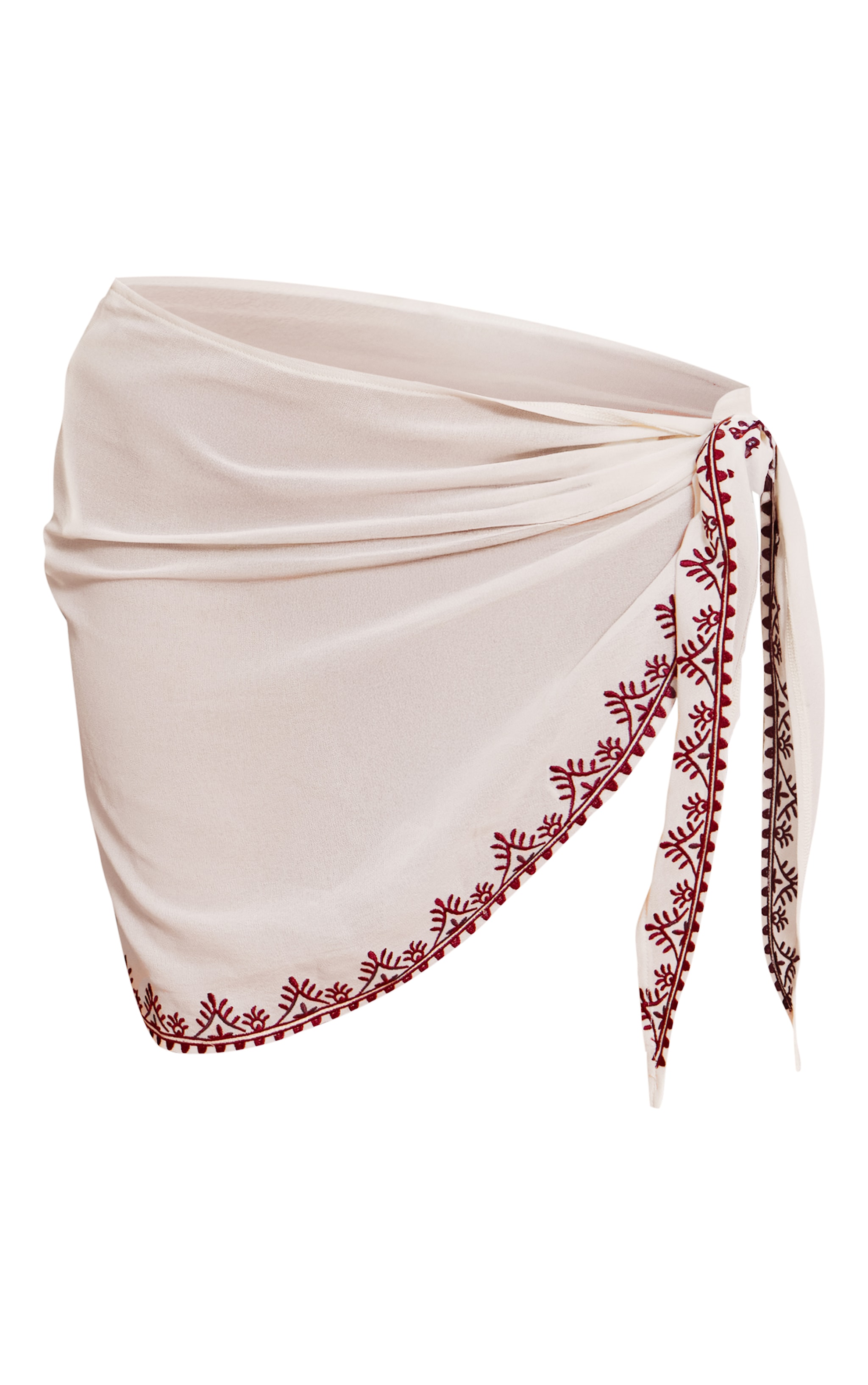 Cream Chiffon Embroidered Mini Sarong image 6