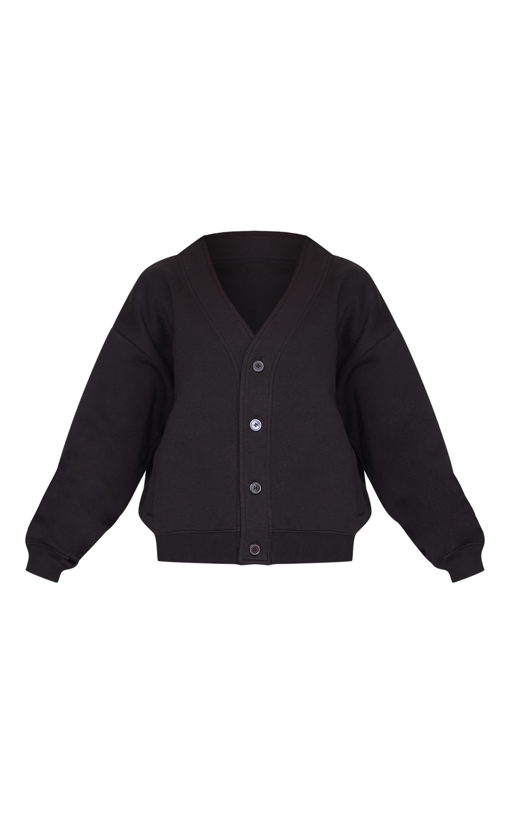 Petite Black Button Up Side Pocket Sweatshirt image 5