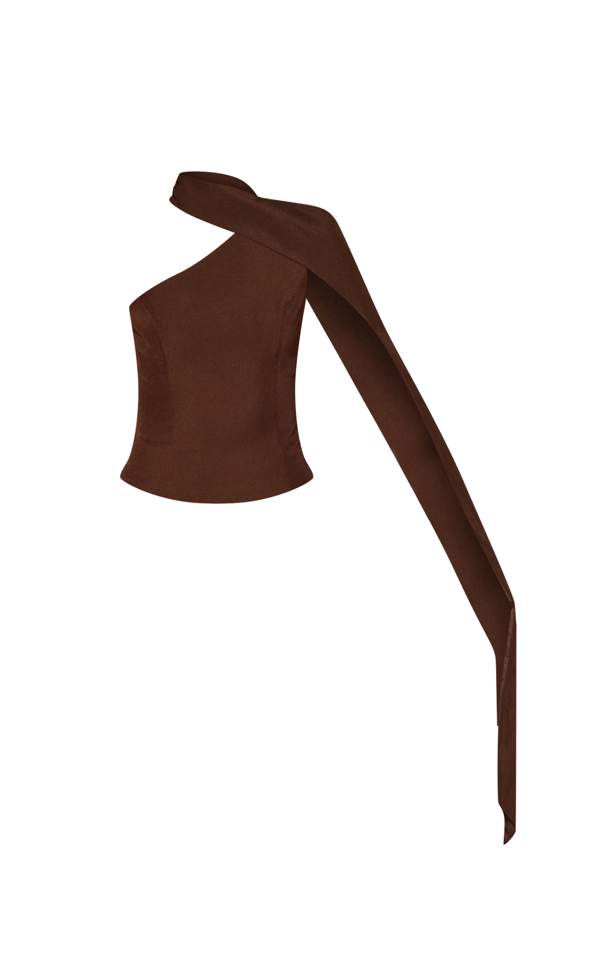 Dark Brown Tailored Woven Shoulder Cape Top image 5
