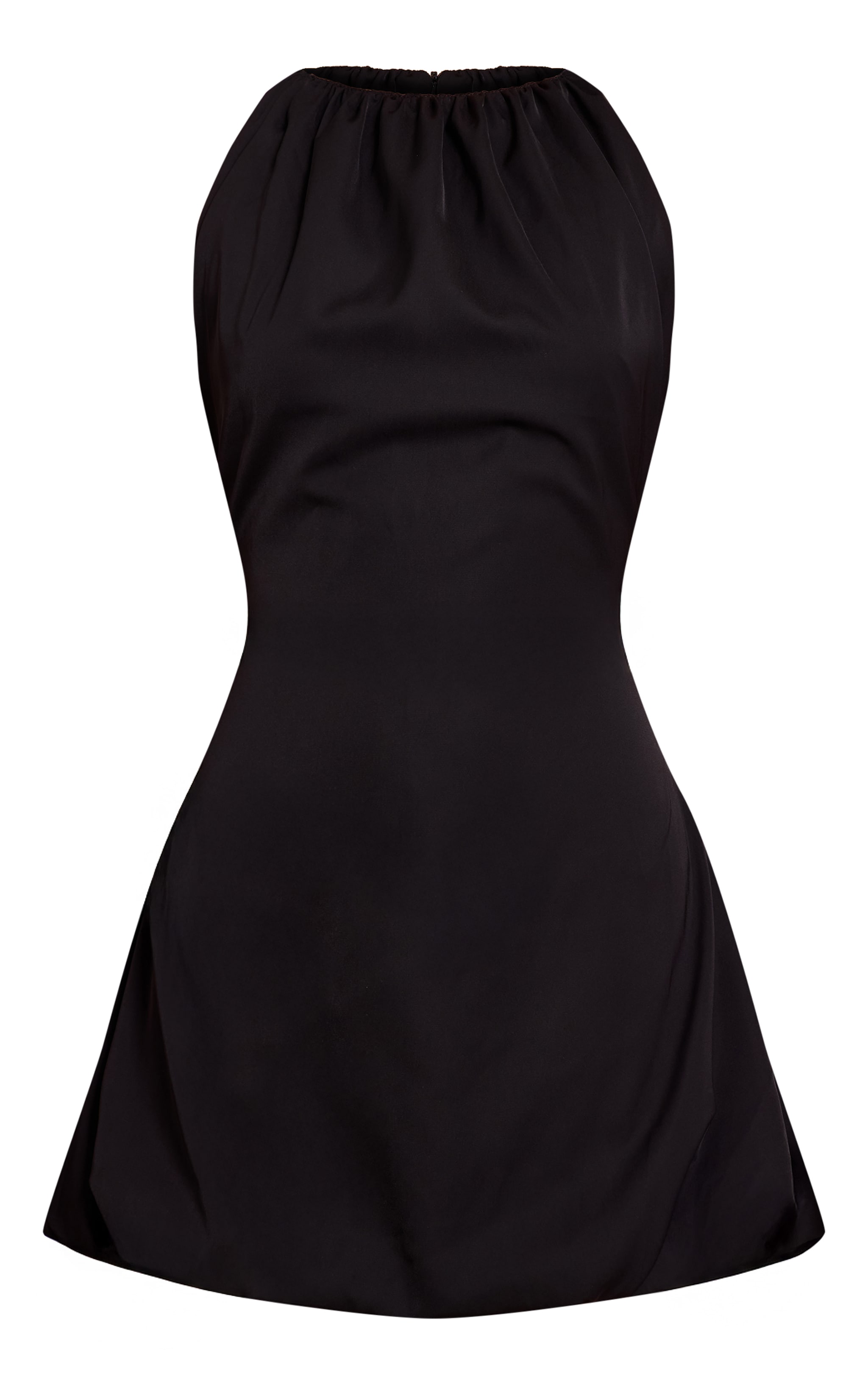 Black Boat Neck Puffball Dress image 5