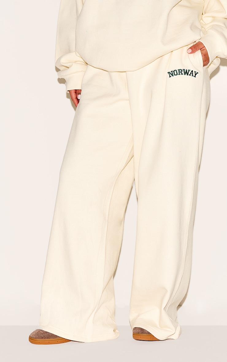 Plus Cream Premium Embroidered Norway Wide Leg Sweatpant image 2