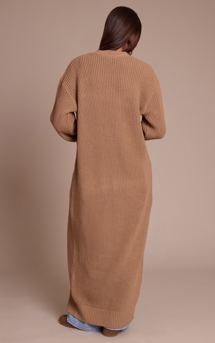 Taupe Maxi Knitted Cardigan image 2
