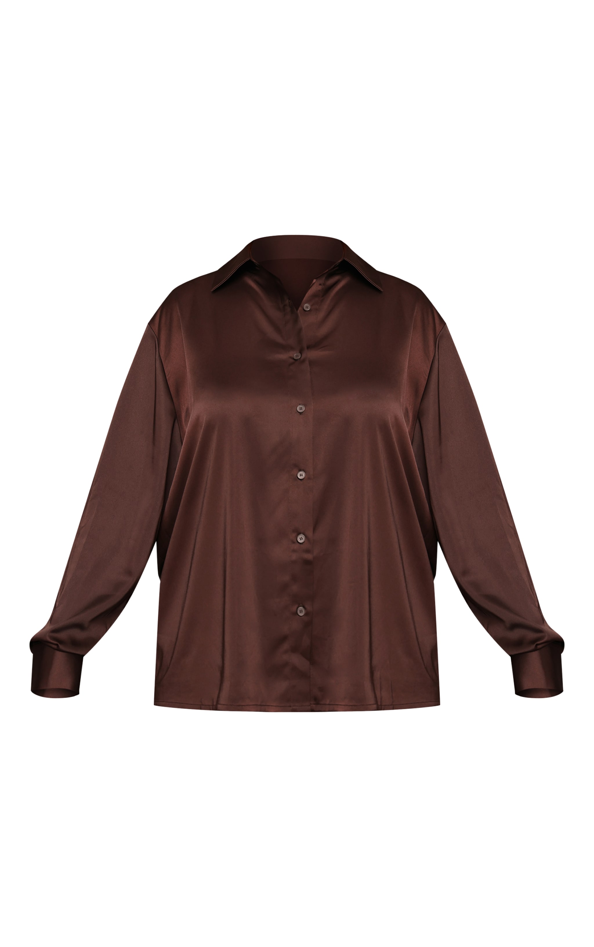 Plus Chocolate Crinkle Satin Oversized Shirt image 5