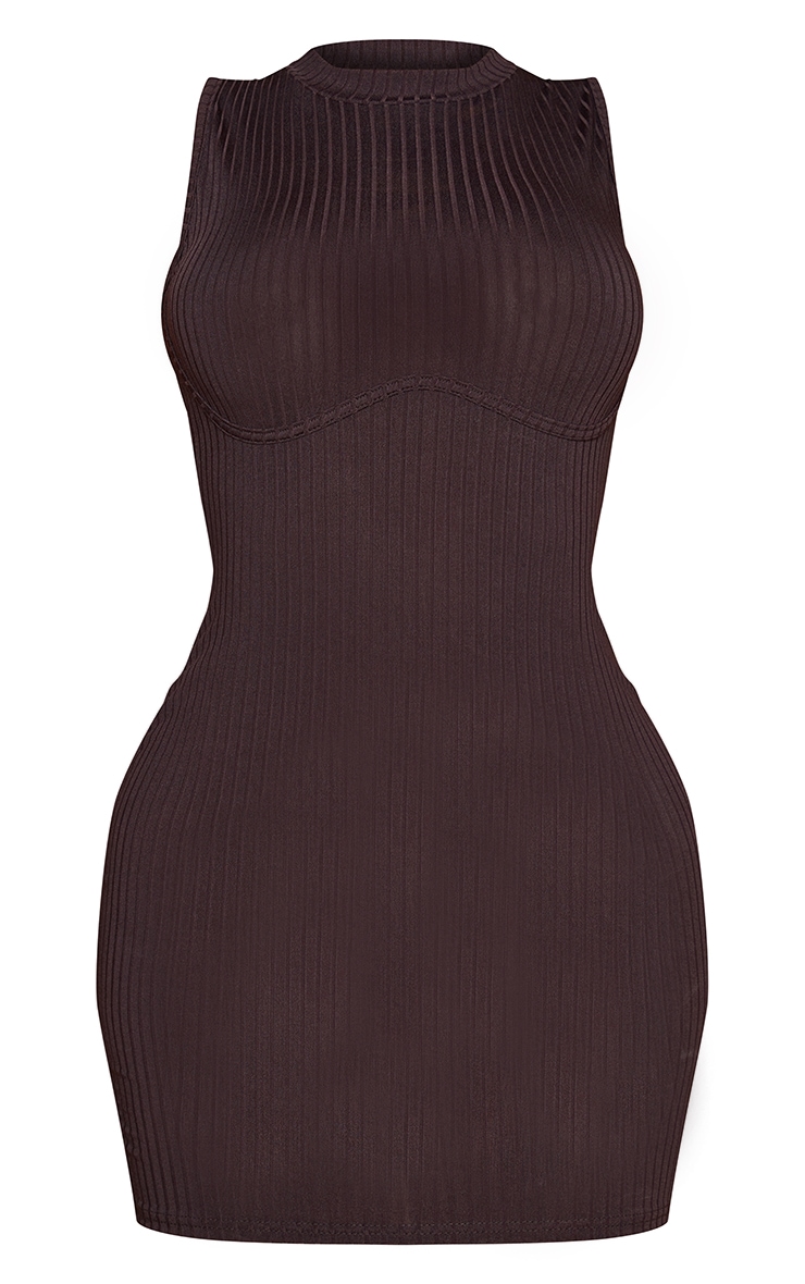 Shape Chocolate Brown Rib Bust Bodycon Dress Prettylittlething Usa 6136