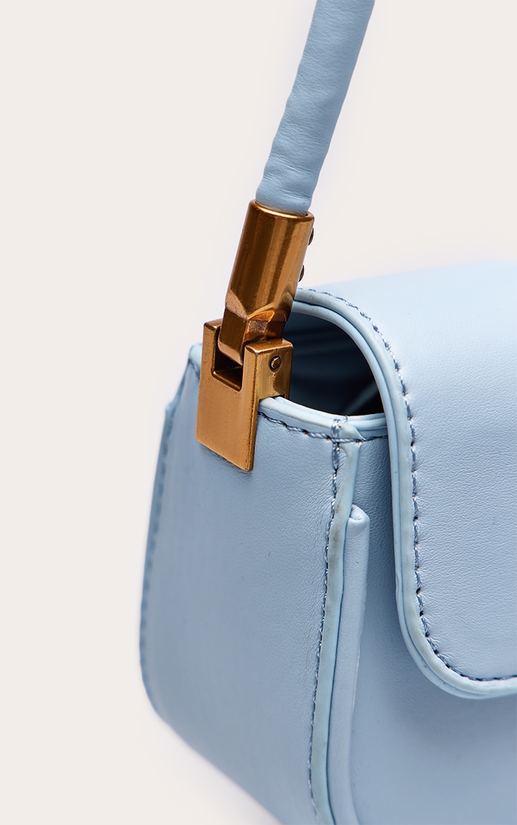 Blue Faux Leather Skinny Elongated Shoulder Bag image 5