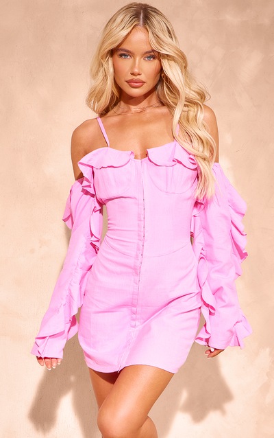 Lindi Long Sleeve Dress Dress Magenta Pink Print main image 1