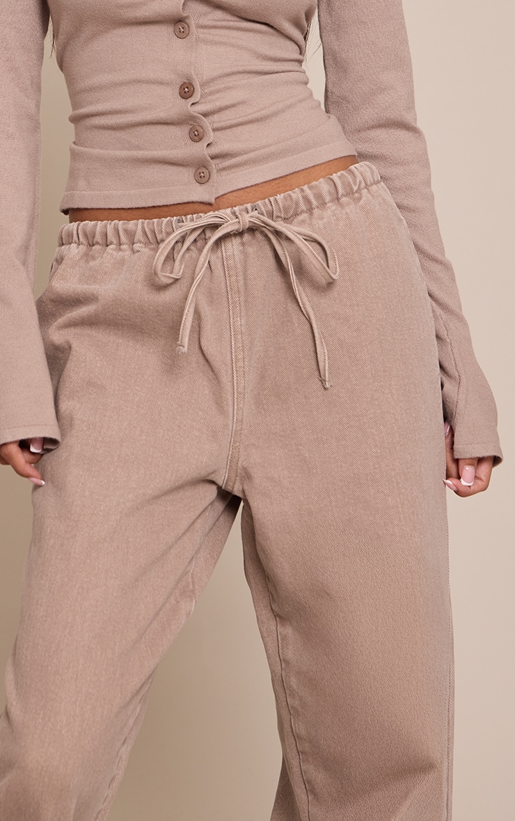 Petite Mushroom Denim Elasticated Tie Waist Wide Leg Jeans image 4