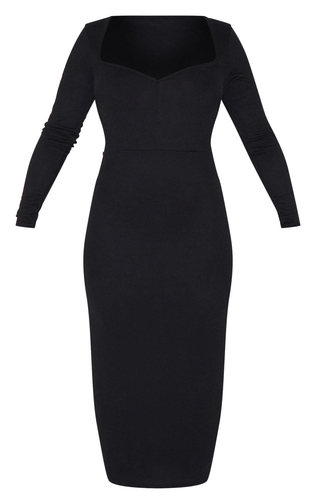 Plus Robe Mi-longue Noire ?? Col Coeur Et Manches Longues | Plus | PLT FR