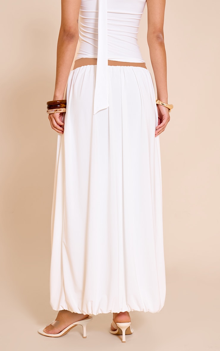 Cream Double Slinky Bubble Hem Midaxi Skirt image 3
