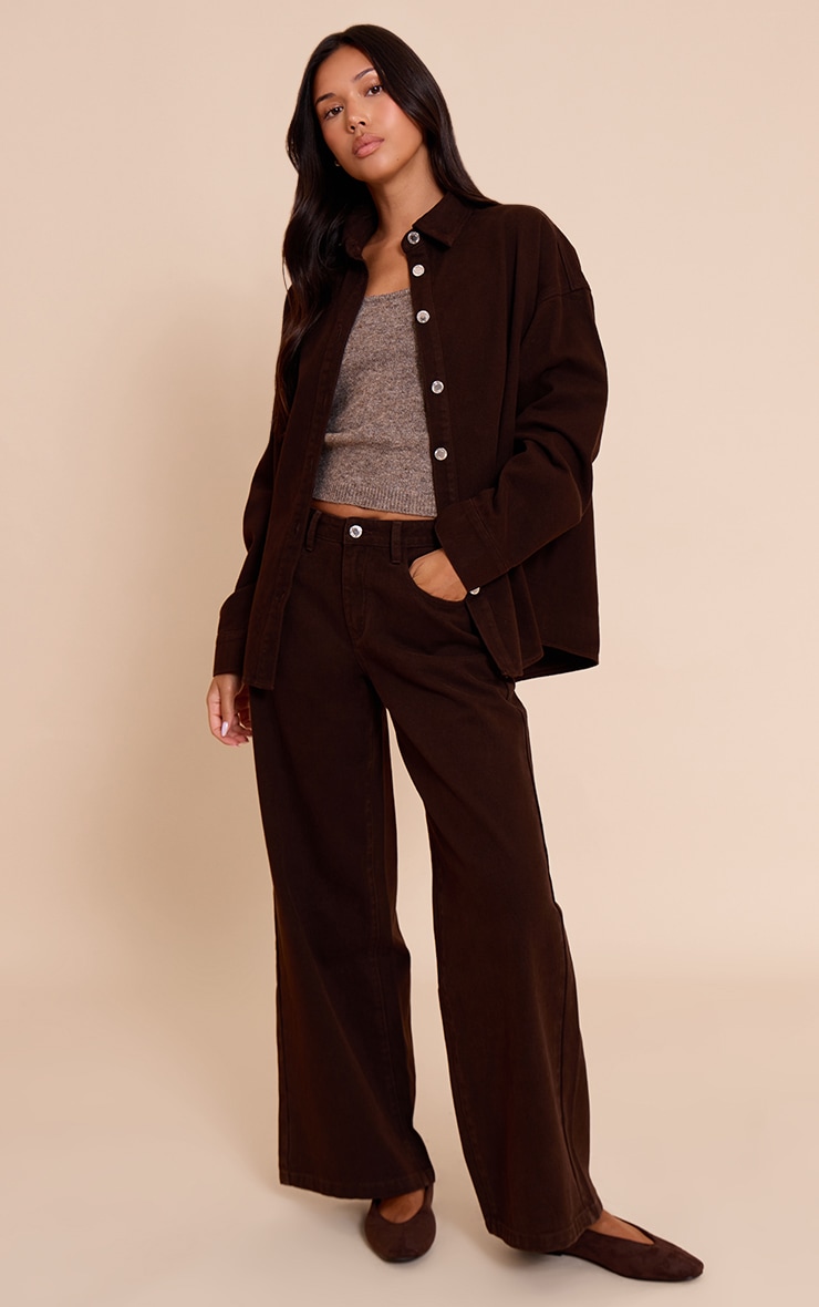 Dark Chocolate Oversized Classic Denim Shirt image 3