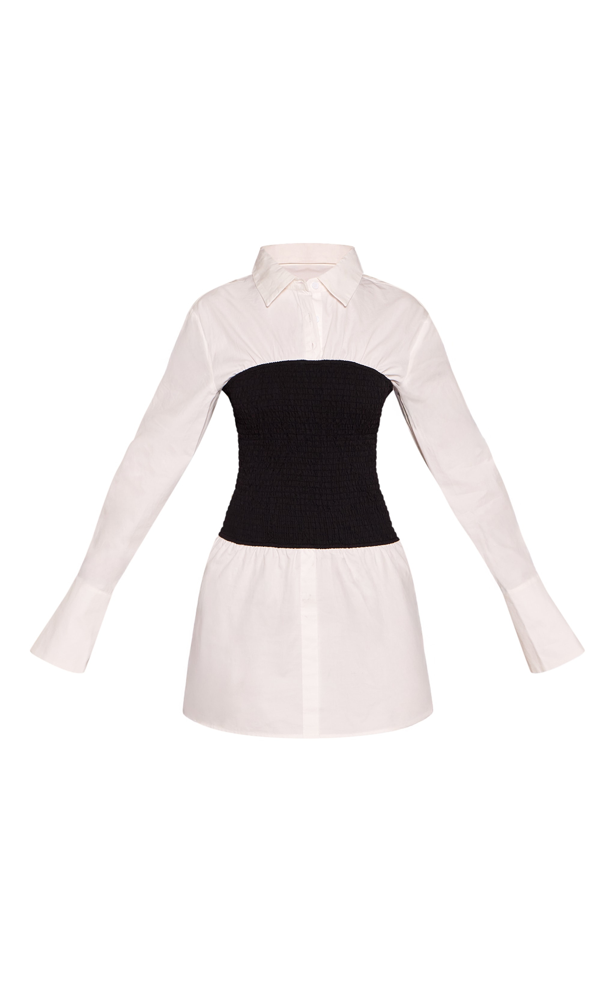 Petite Black Ruched Waist Shirt Mini Dress image 5