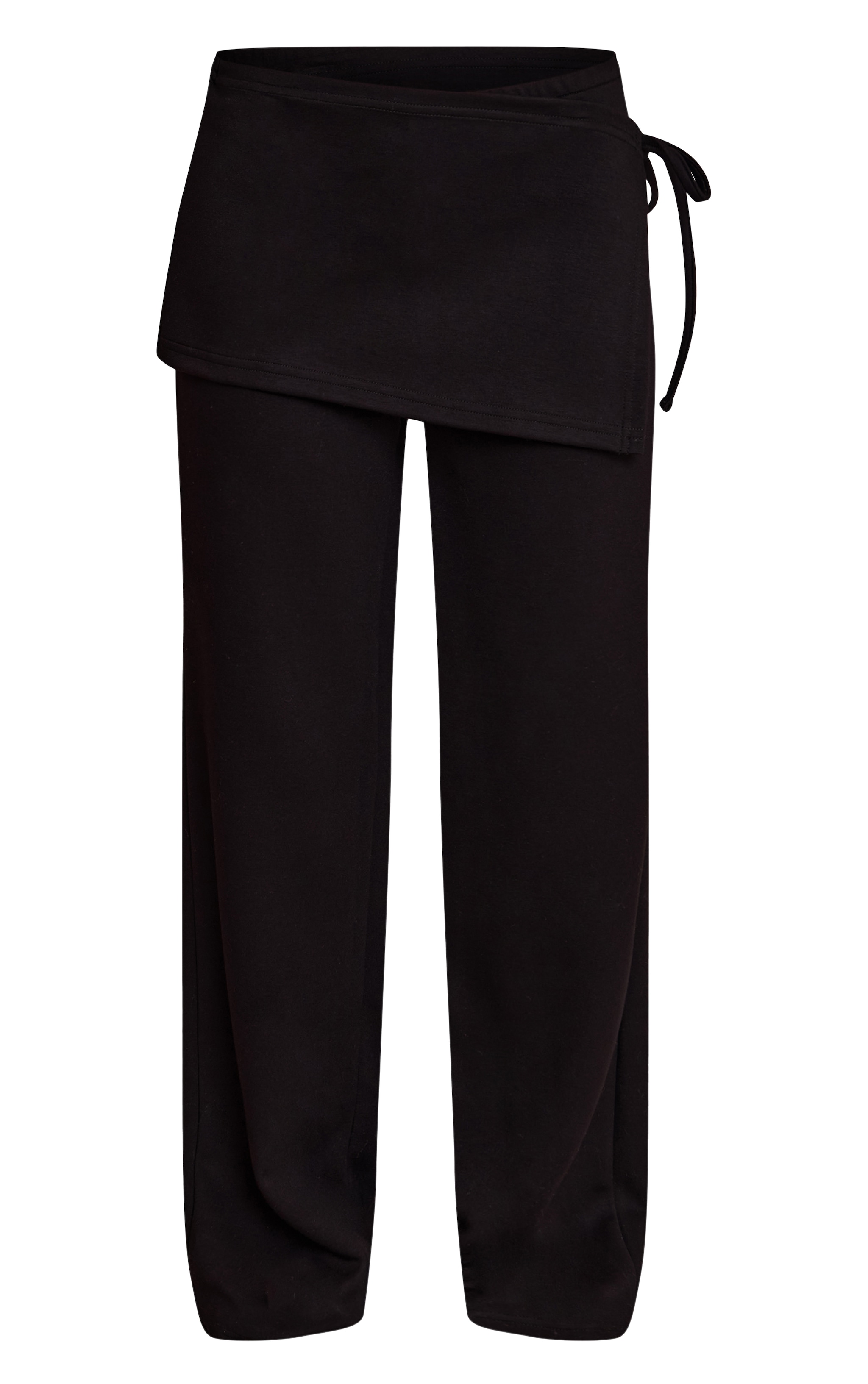 Black Premium Soft Touch Wrap Front Wide Leg Pant image 5