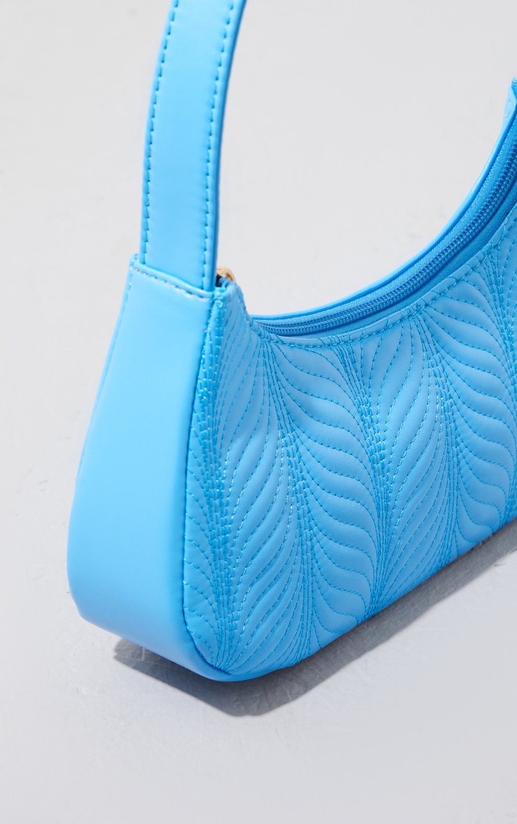 Bright Blue Feathered Quilting Shoulder Bag image 1