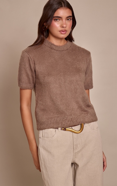 Taupe Brushed Knit T-Shirt