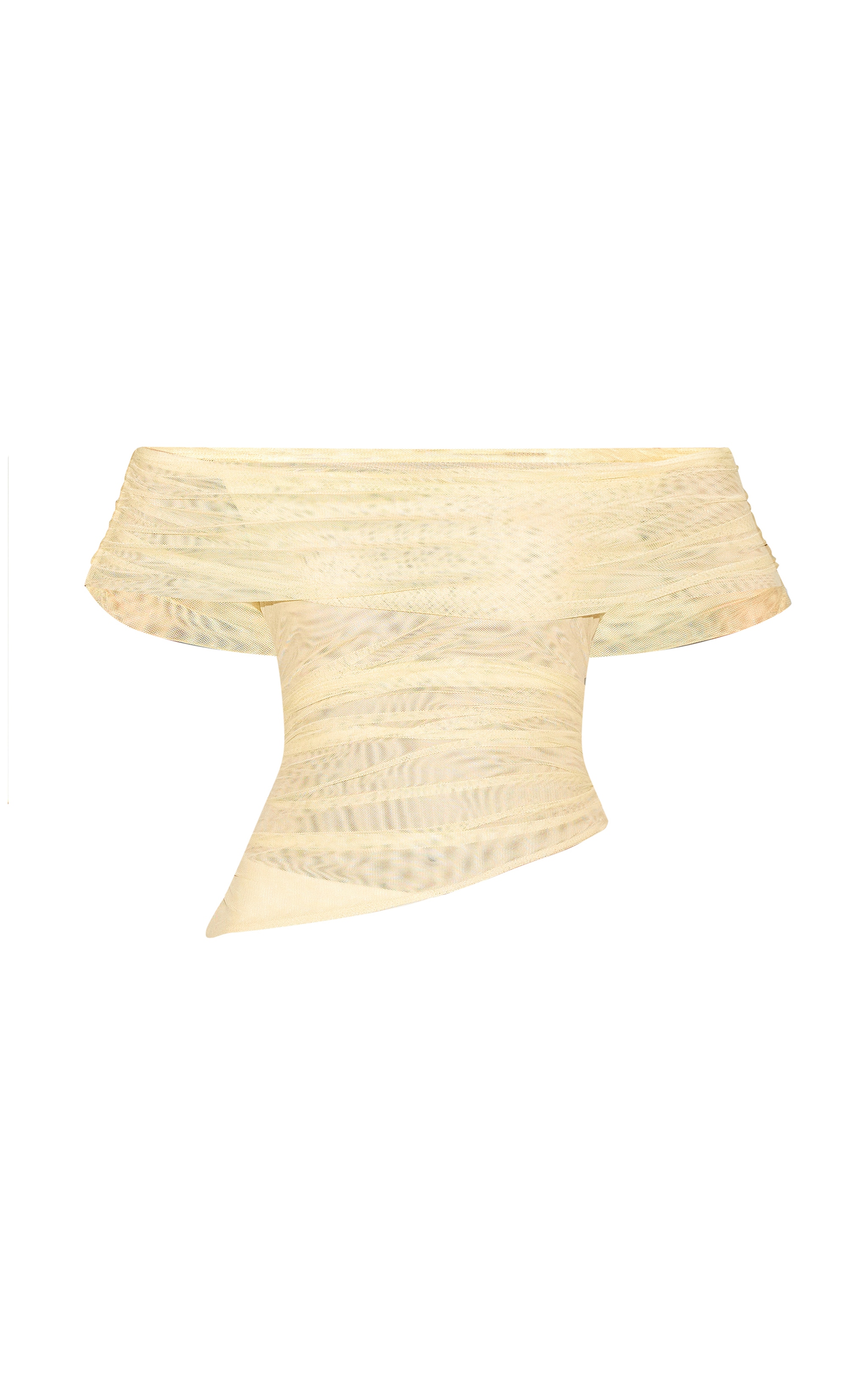 Lemon Mesh Foldover Ruched Bandeau Top image 5