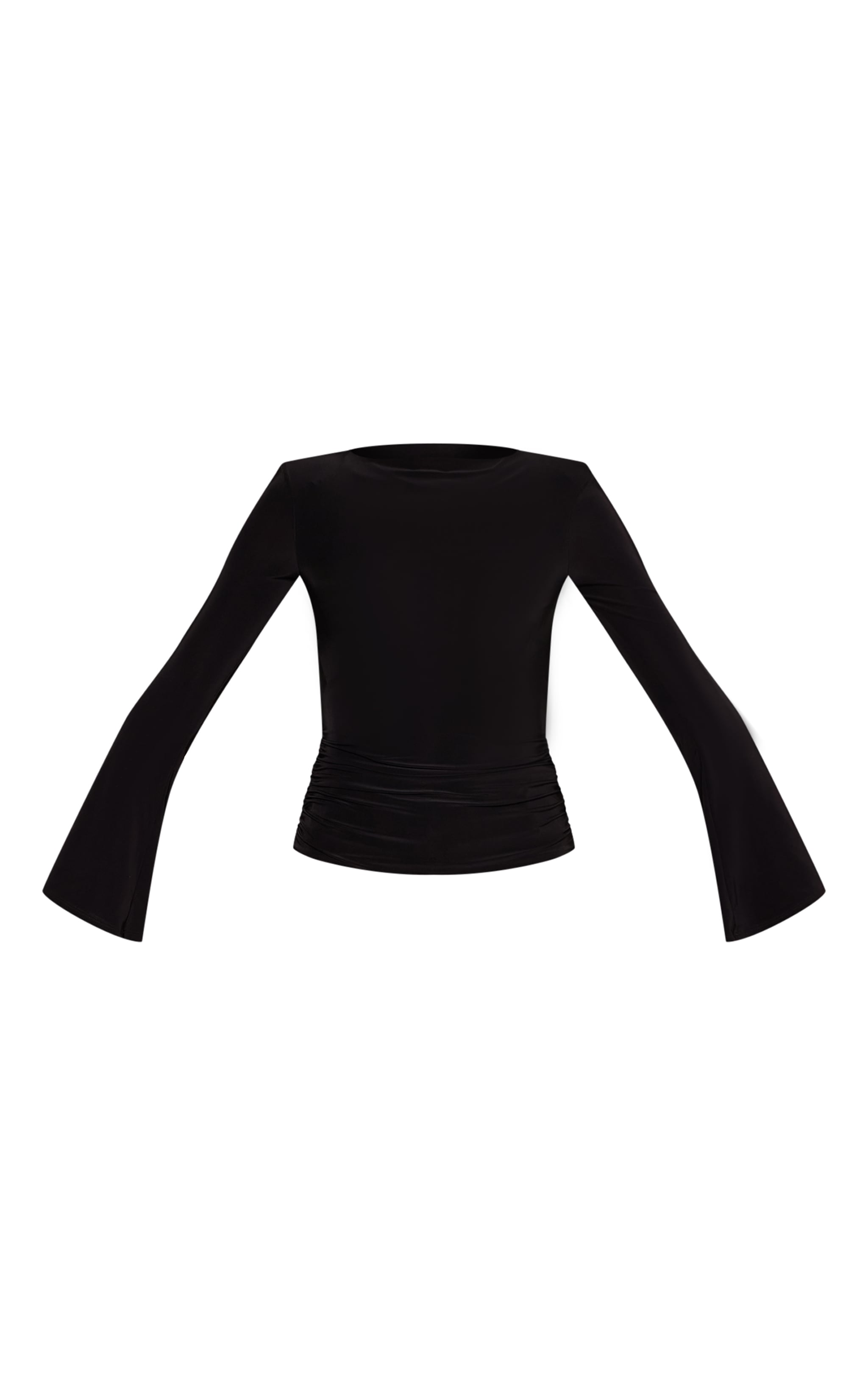 Black Double Layer Slinky Shoulder Detail Long Sleeve Top image 5