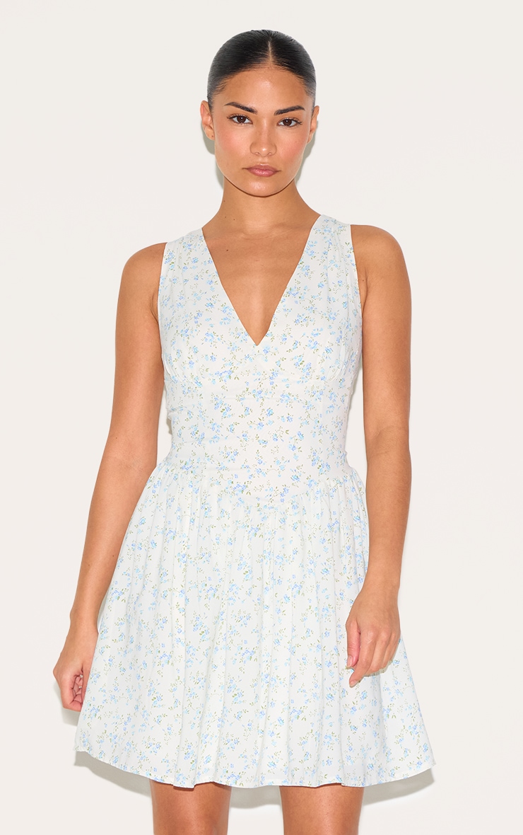 Petite Mini robe droite blanche fleurie image 1