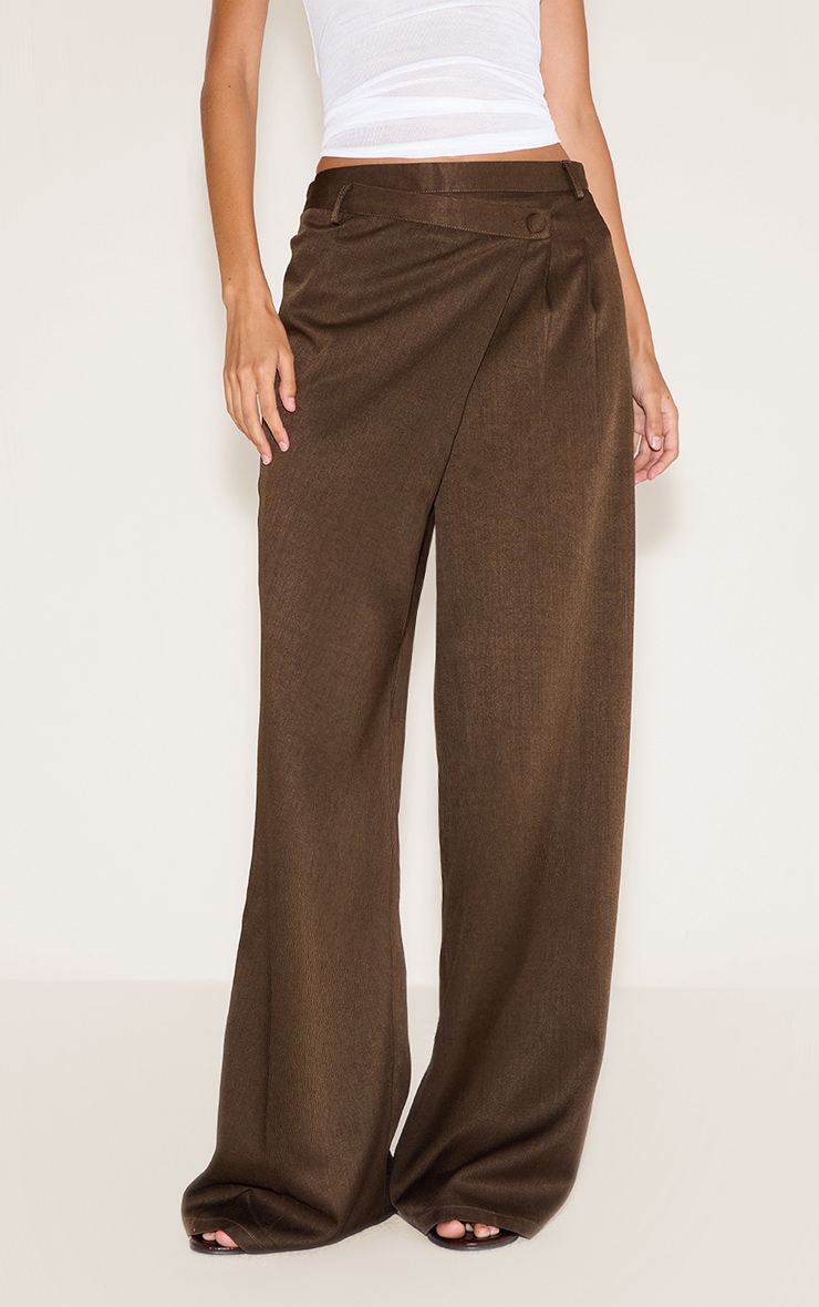 Khaki Woven Wrap Front Pants image 2