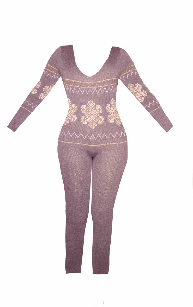 Grey Fairisle Knitted Christmas Jumpsuit image 5