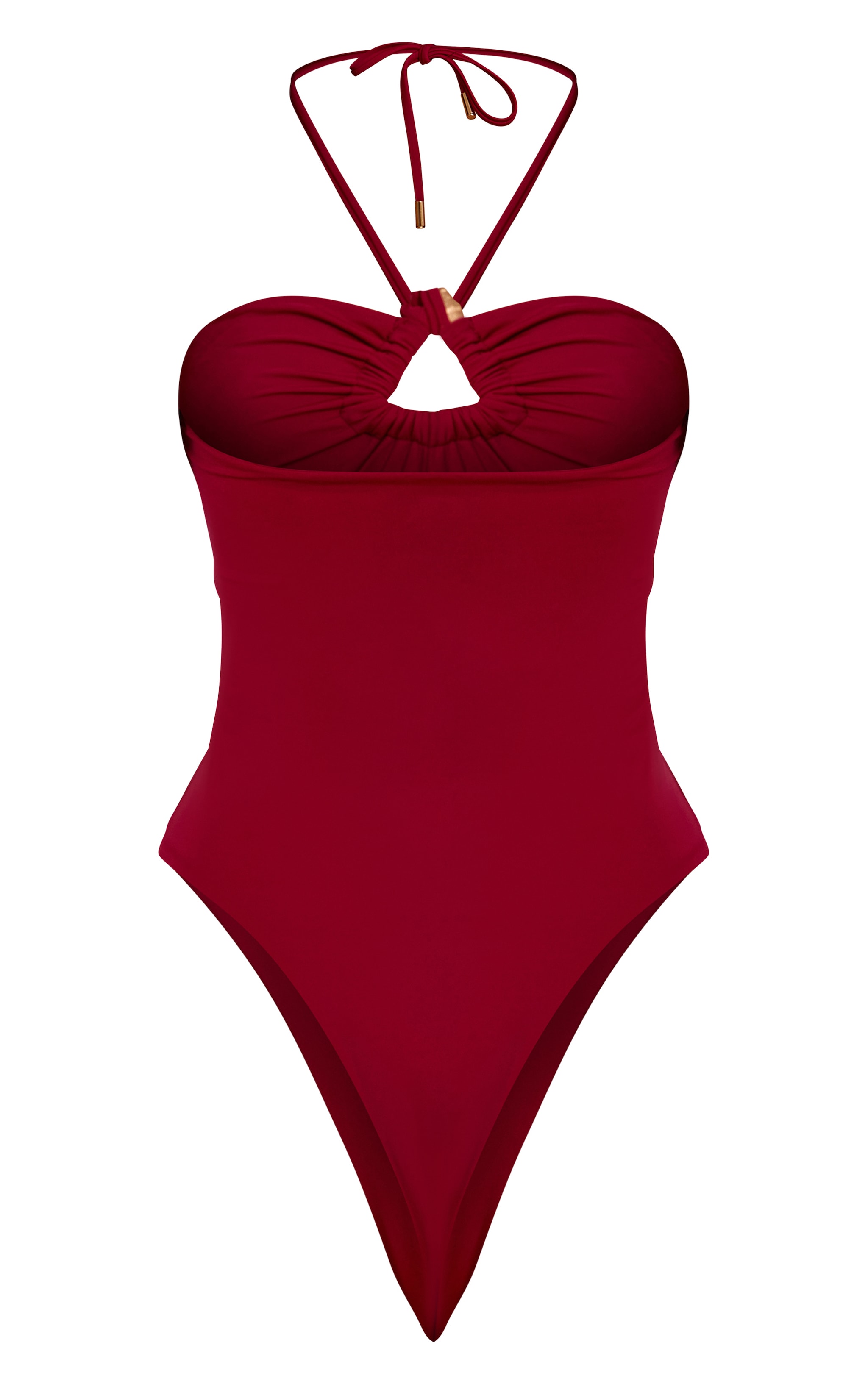 Magenta Triangle Trim Halter Neck Swimsuit image 6