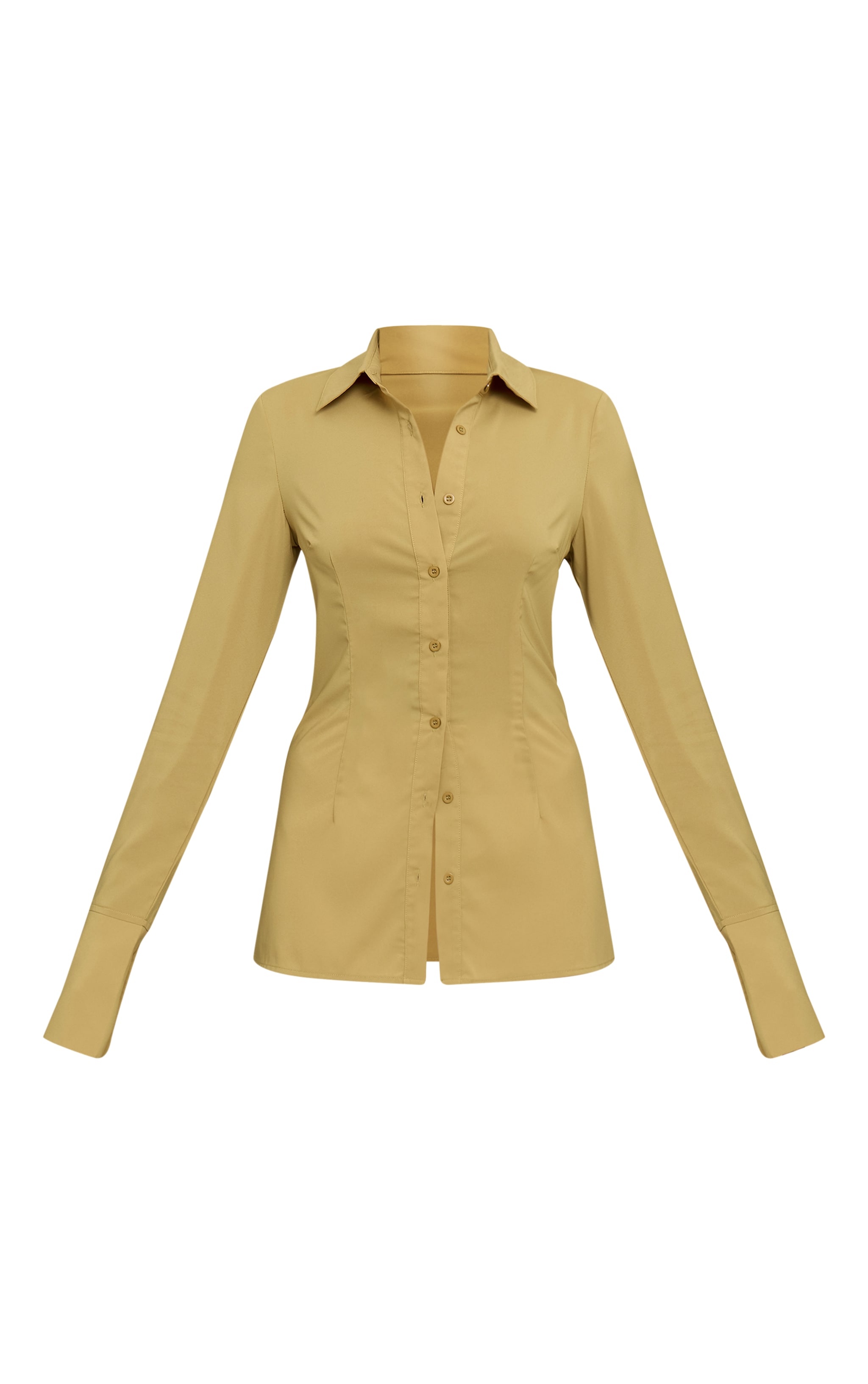 Green Chiffon Fitted Shirt image 5