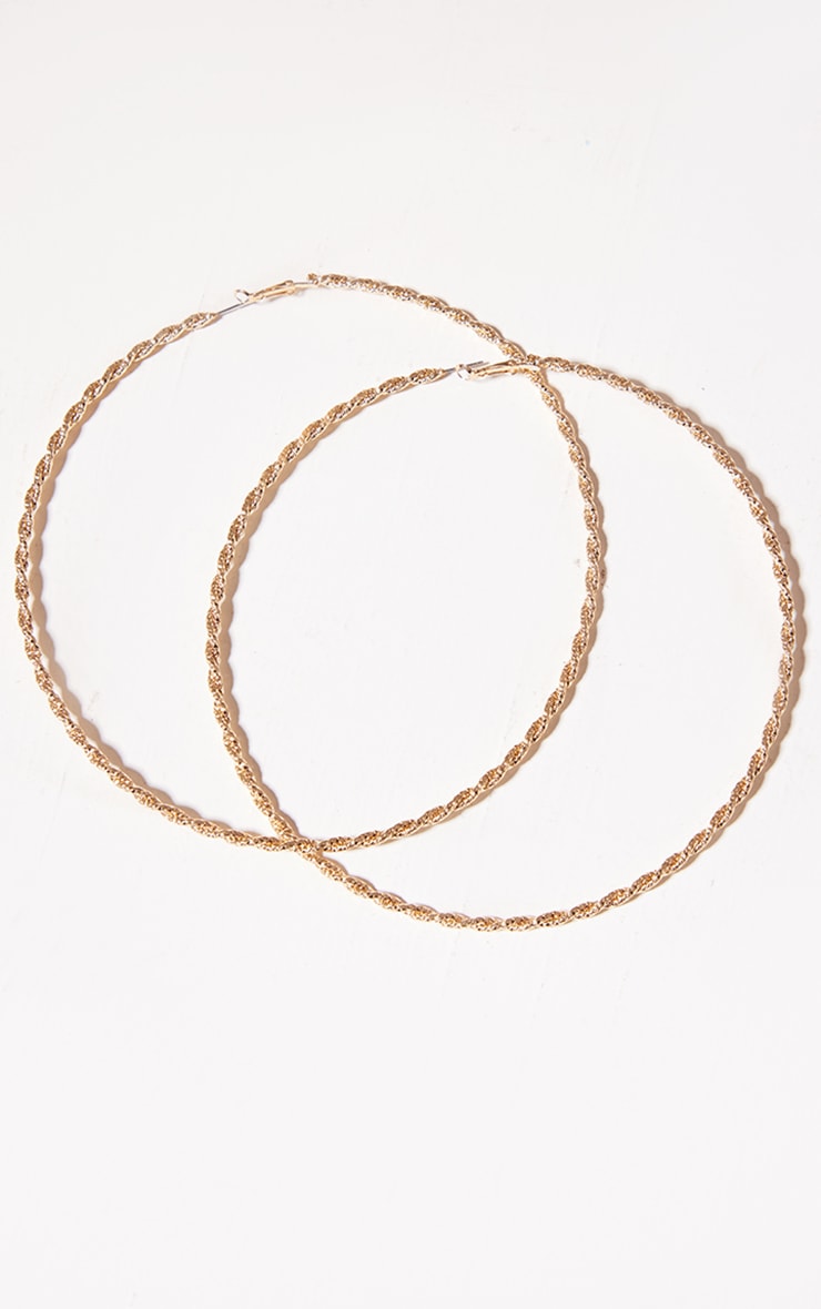 Gold Fine Twist Extra Extra Large Hoop Earrings image 1