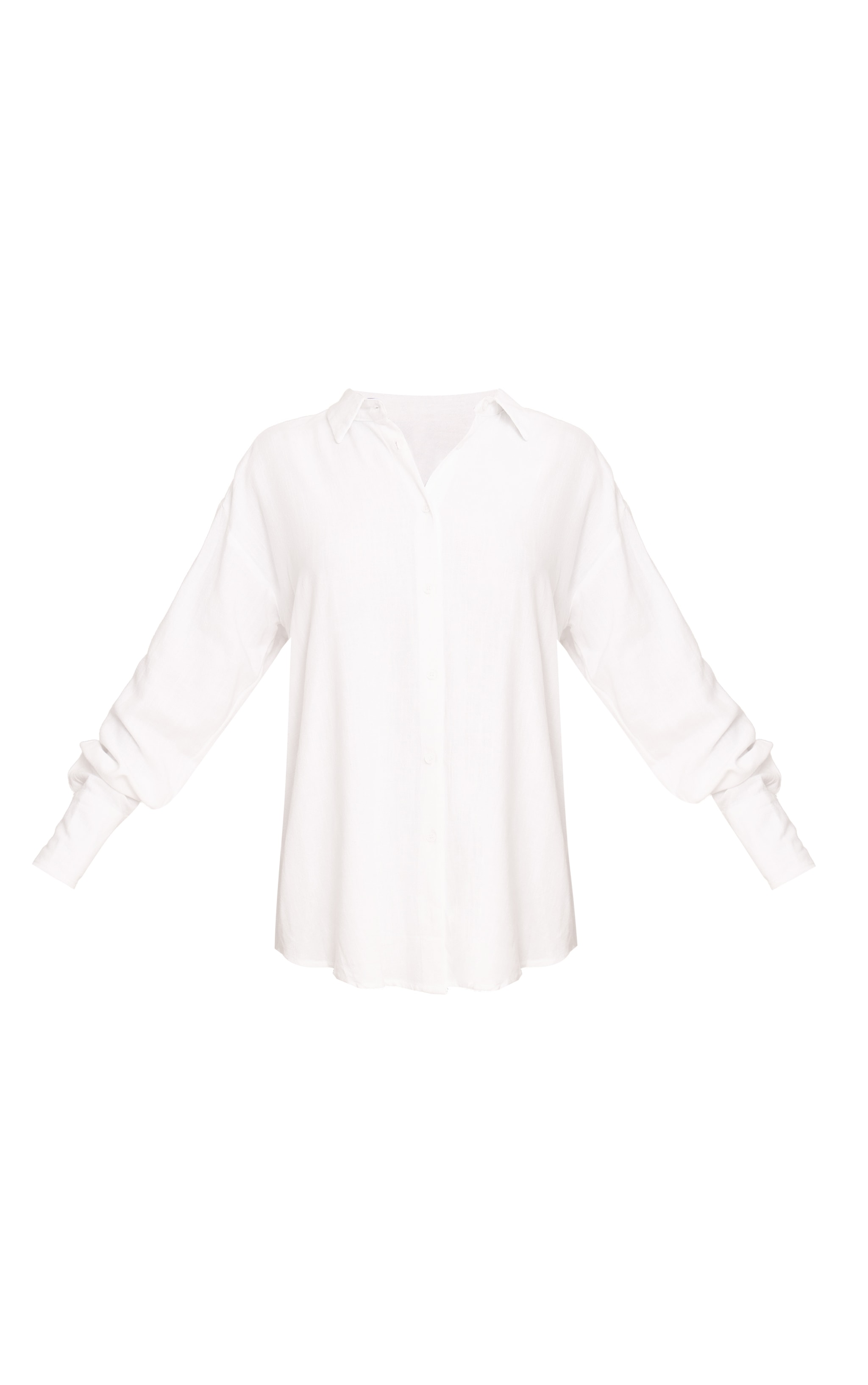 White Linen Look Boxy Oversized Shirt image 5